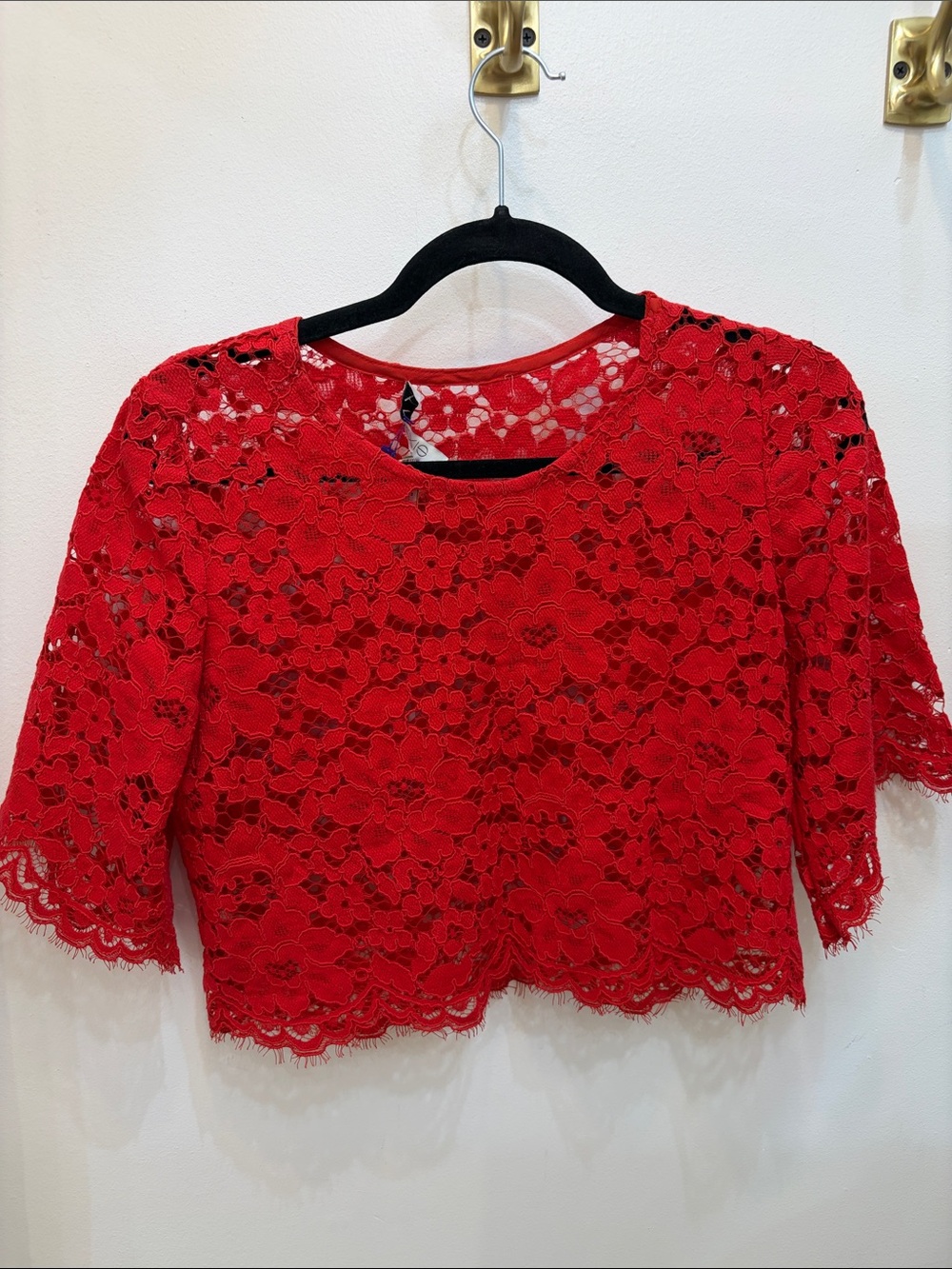 Alexis Red Lace Cropped Women's Top